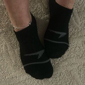 Perfect ladies black white athletic socks gym foot preloved wOrn petite feet GUC